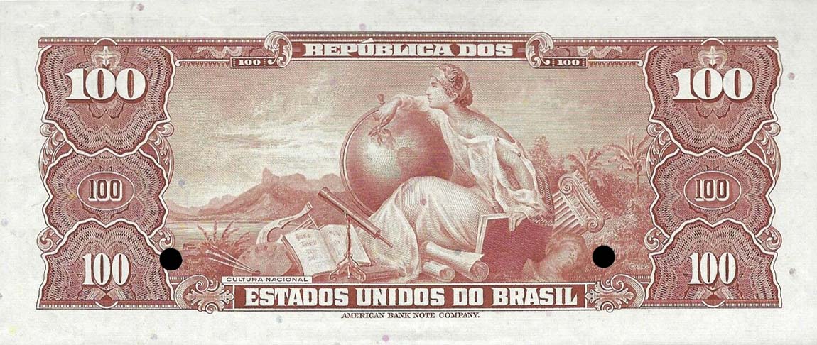 Back of Brazil p170s: 100 Cruzeiros from 1961