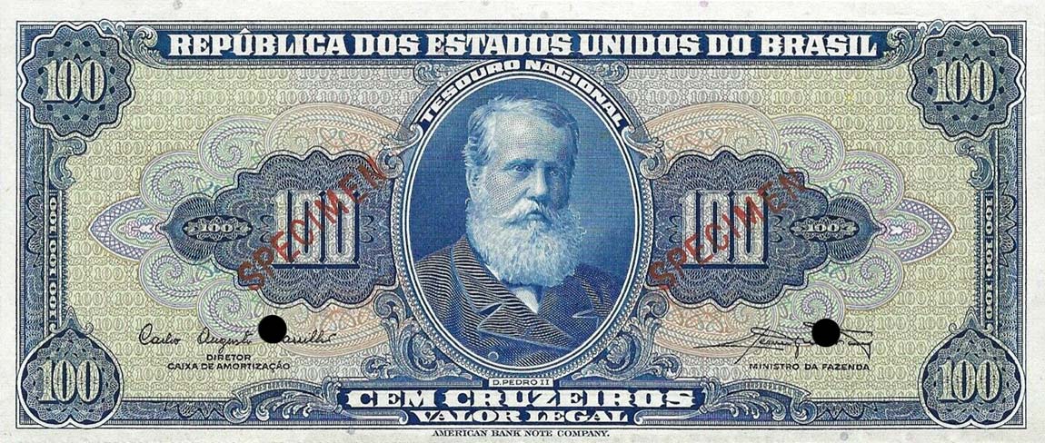 Front of Brazil p170s: 100 Cruzeiros from 1961