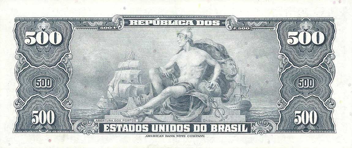 Back of Brazil p172a: 500 Cruzeiros from 1961