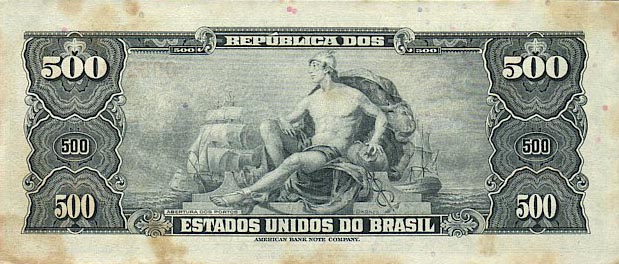 Back of Brazil p172b: 500 Cruzeiros from 1962