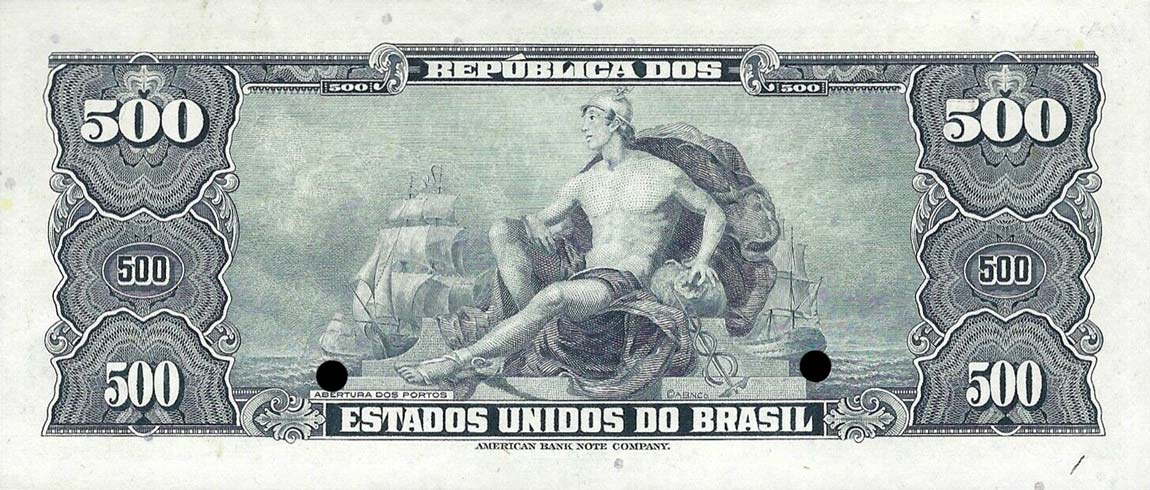 Back of Brazil p172s: 500 Cruzeiros from 1961