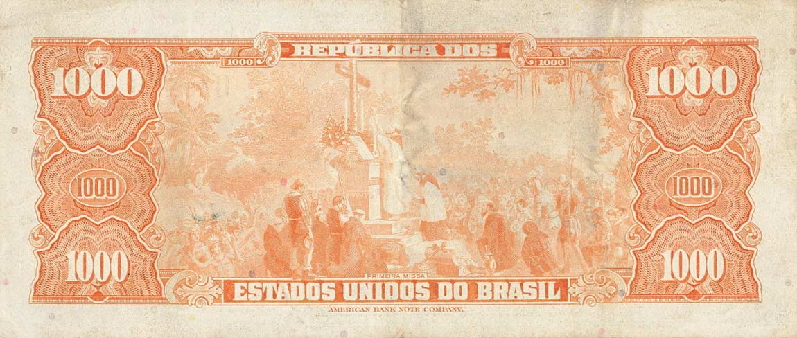 Back of Brazil p173b: 1000 Cruzeiros from 1962