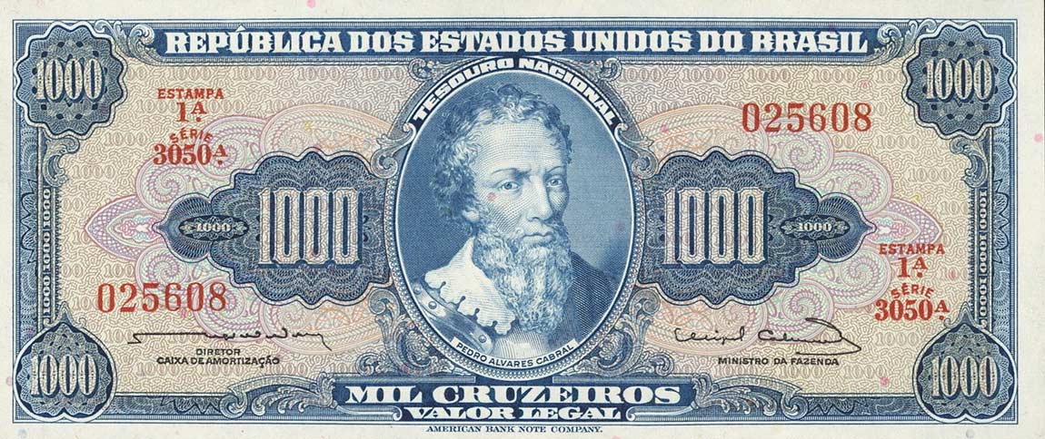 Front of Brazil p173c: 1000 Cruzeiros from 1963