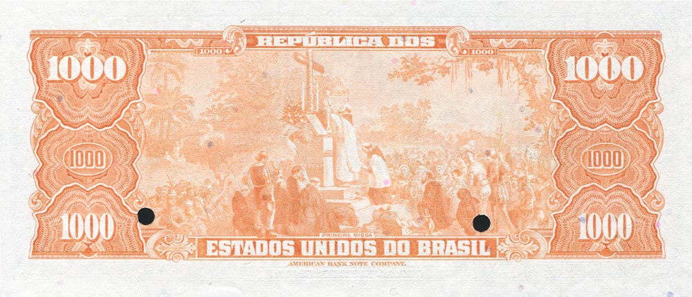 Back of Brazil p173s: 1000 Cruzeiros from 1961