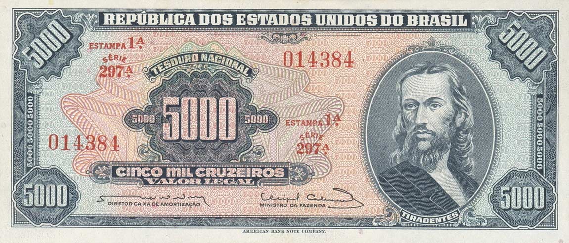 Front of Brazil p174a: 5000 Cruzeiros from 1963