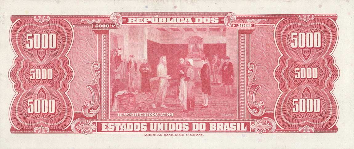 Back of Brazil p174b: 5000 Cruzeiros from 1964