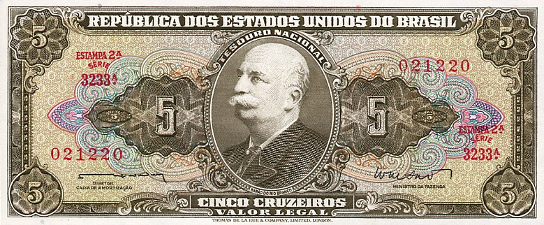 Front of Brazil p176a: 5 Cruzeiros from 1962