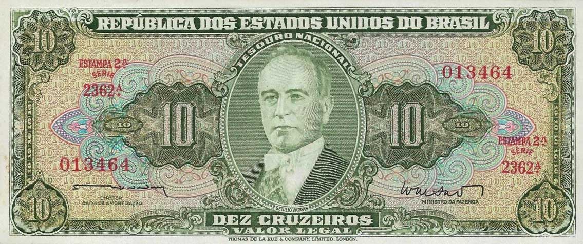 Front of Brazil p177b: 10 Cruzeiros from 1962