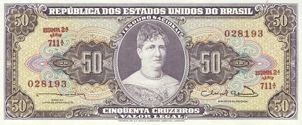 Front of Brazil p179: 50 Cruzeiros from 1963