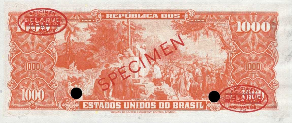 Back of Brazil p181s: 1000 Cruzeiros from 1963