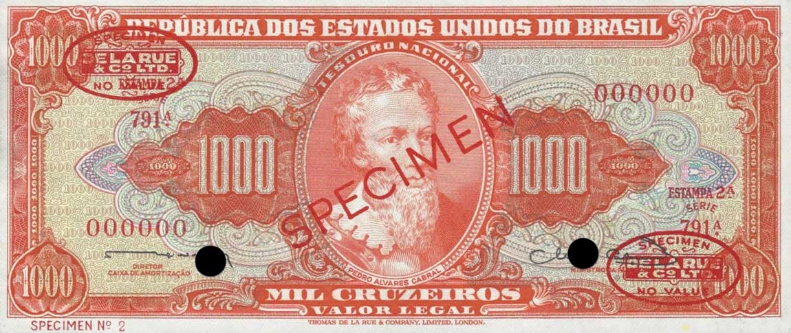 Front of Brazil p181s: 1000 Cruzeiros from 1963