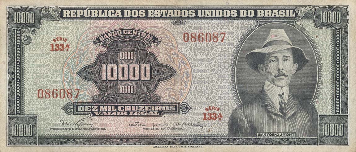 Front of Brazil p182Ba: 10000 Cruzeiros from 1966