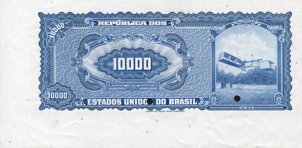 Back of Brazil p182Bs: 10000 Cruzeiros from 1966