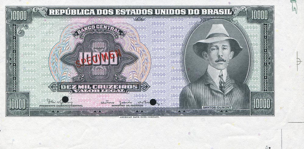 Front of Brazil p182Bs: 10000 Cruzeiros from 1966