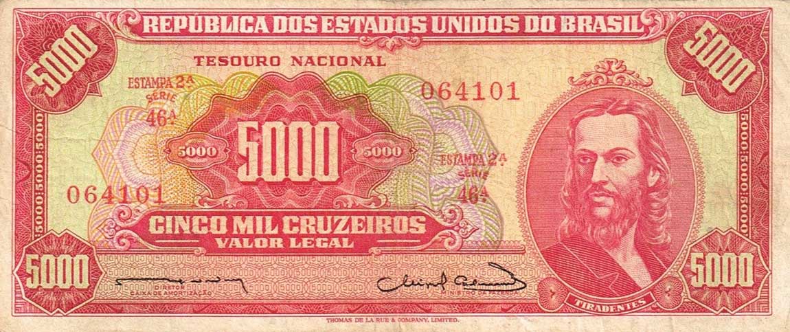 Front of Brazil p182a: 5000 Cruzeiros from 1963