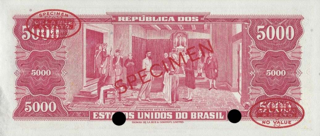 Back of Brazil p182s: 5000 Cruzeiros from 1963