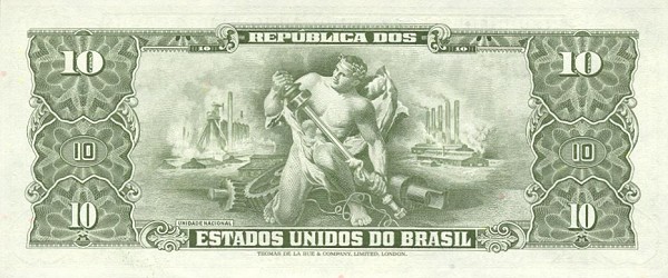 Back of Brazil p183b: 1 Centavo from 1967