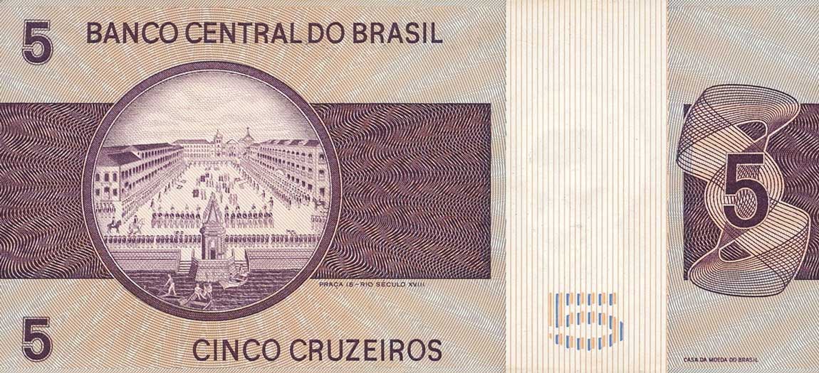 Back of Brazil p192r1: 5 Cruzeiros from 1970