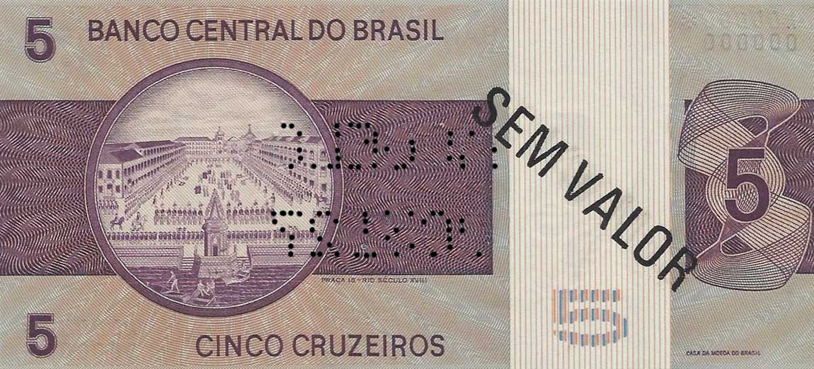 Back of Brazil p192s1: 5 Cruzeiros from 1970