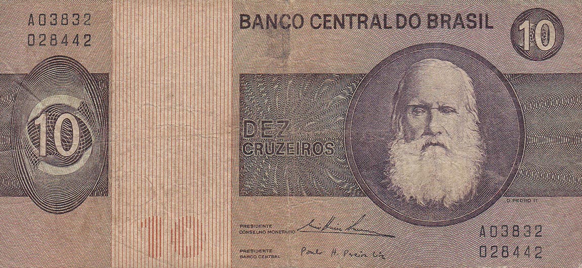 Front of Brazil p193b: 10 Cruzeiros from 1974