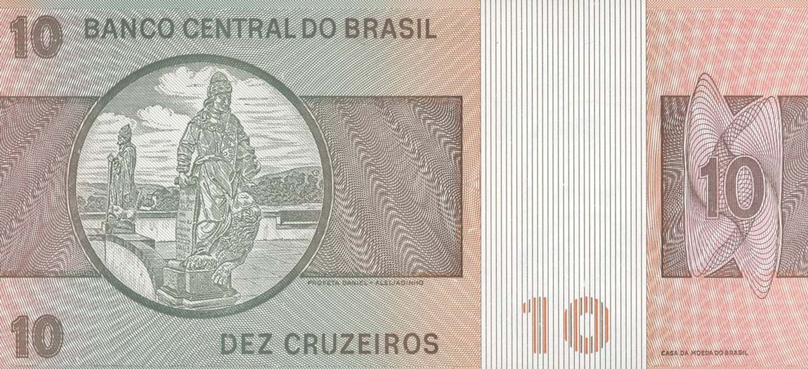 Back of Brazil p193e: 10 Cruzeiros from 1980