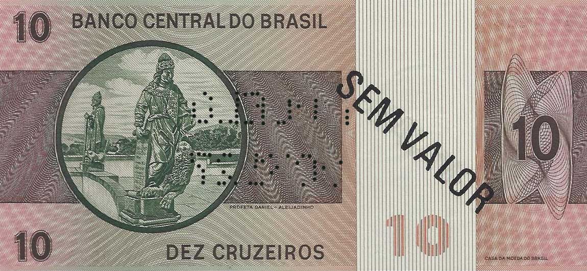 Back of Brazil p193s1: 10 Cruzeiros from 1970