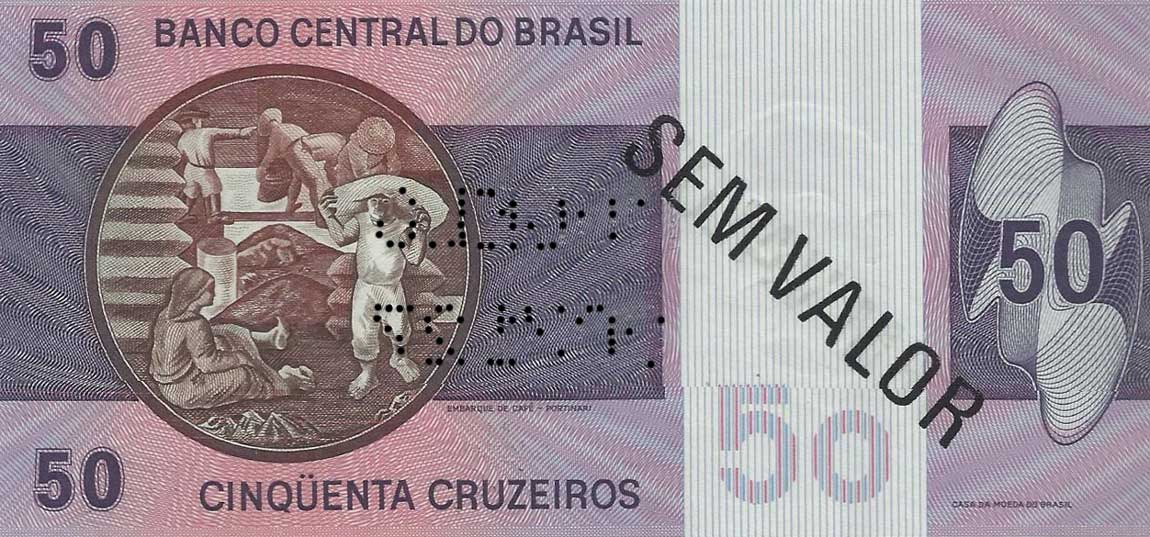 Back of Brazil p194s1: 50 Cruzeiros from 1970
