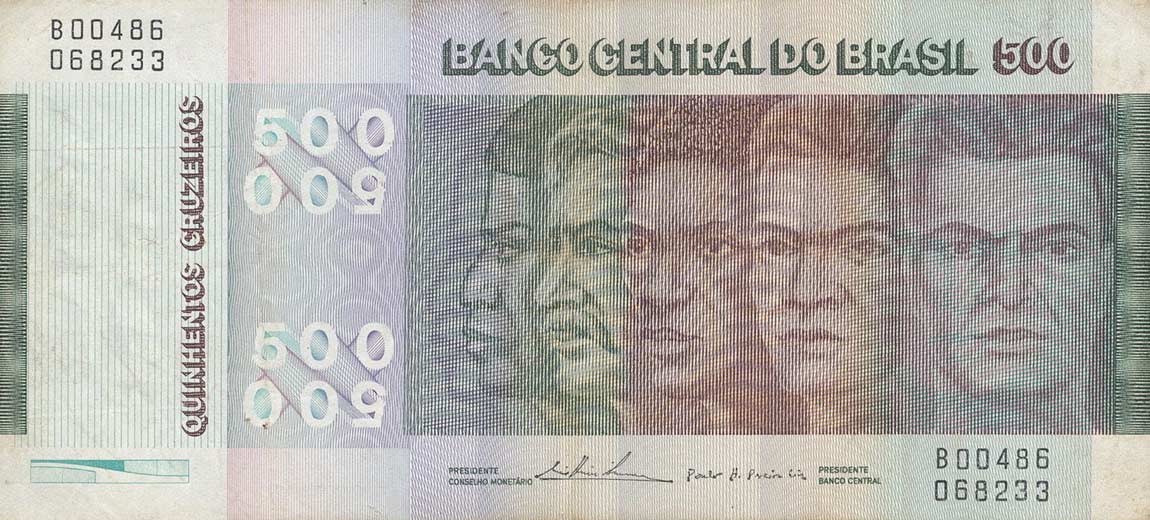 Front of Brazil p196Aa: 500 Cruzeiros from 1979