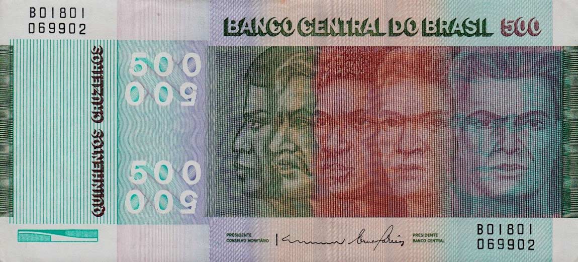 Front of Brazil p196Ab: 500 Cruzeiros from 1979