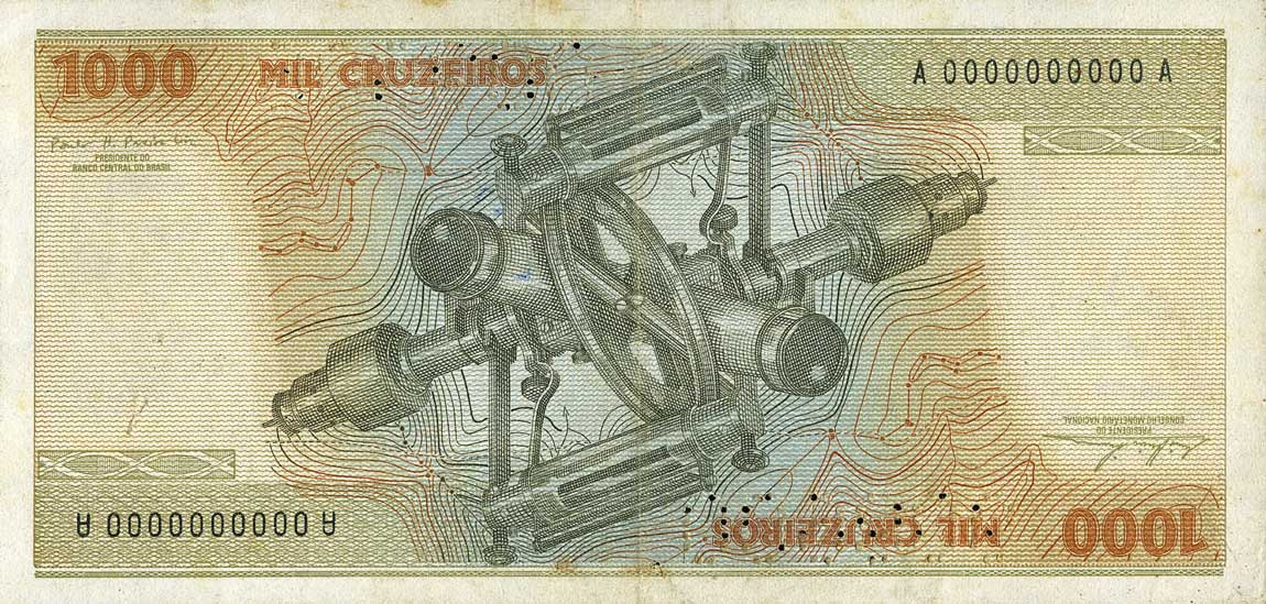 Back of Brazil p197s: 1000 Cruzeiros from 1978