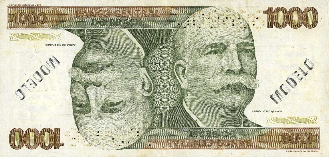 Front of Brazil p197s: 1000 Cruzeiros from 1978