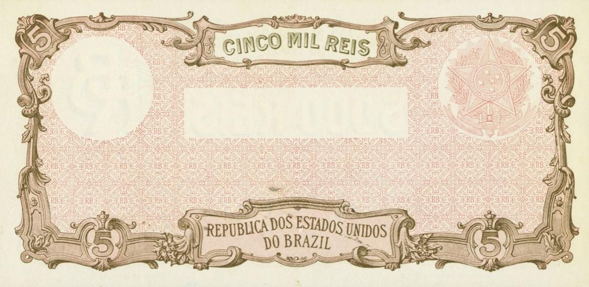 Back of Brazil p19a: 5 Mil Reis from 1903