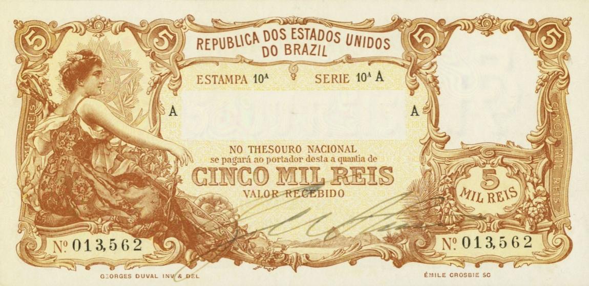 Front of Brazil p19a: 5 Mil Reis from 1903