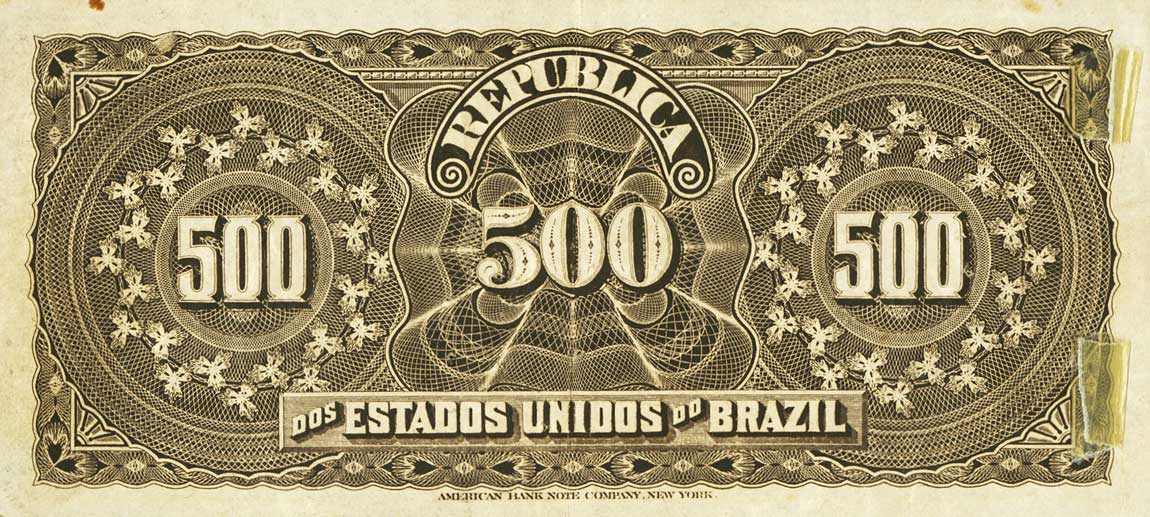 Back of Brazil p1b: 500 Reis from 1893