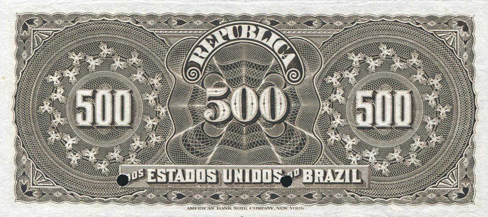 Back of Brazil p1s: 500 Reis from 1893