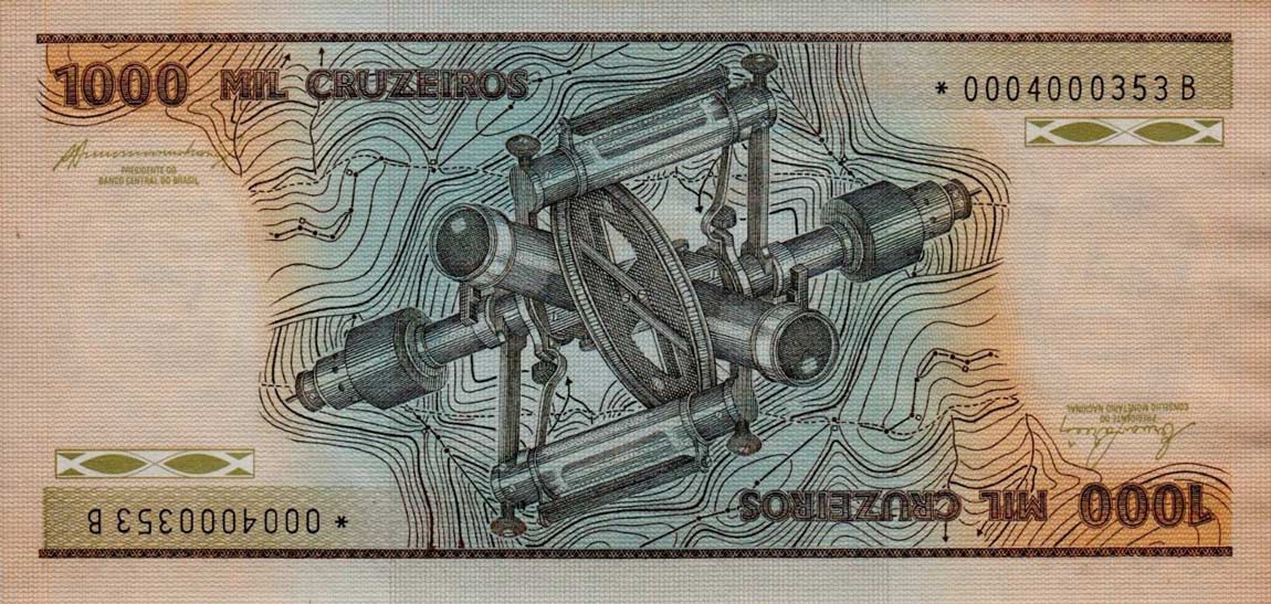 Front of Brazil p201b: 1000 Cruzeiros from 1984