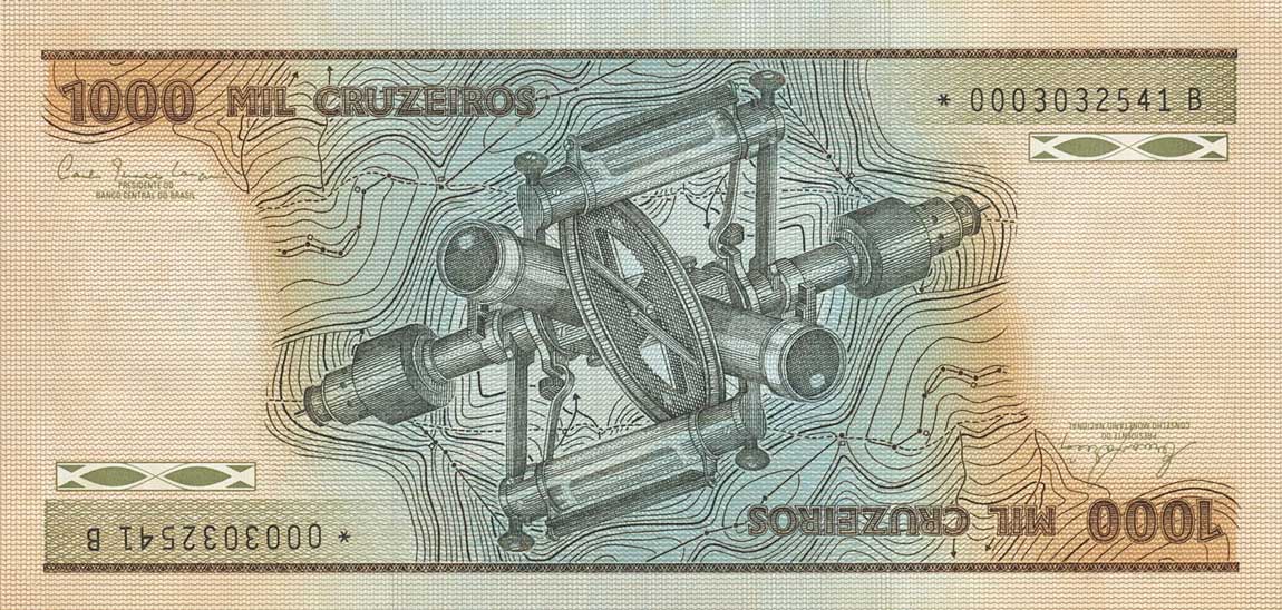 Back of Brazil p201r: 1000 Cruzeiros from 1981