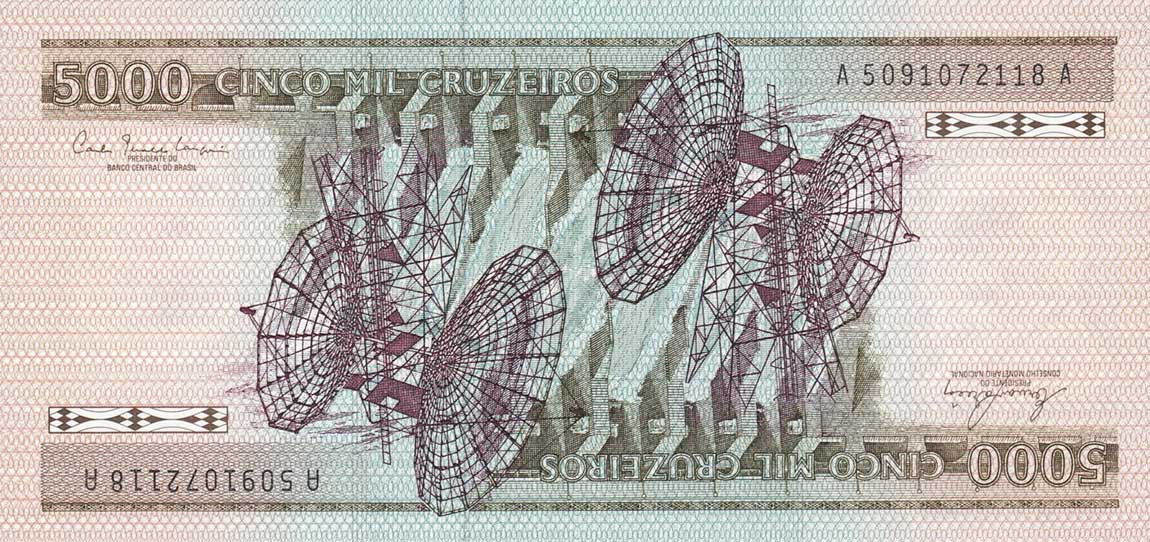 Back of Brazil p202a: 5000 Cruzeiros from 1981