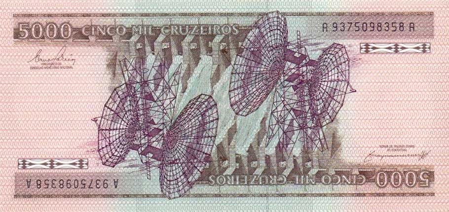 Back of Brazil p202b: 5000 Cruzeiros from 1983