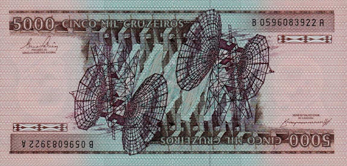 Back of Brazil p202c: 5000 Cruzeiros from 1984