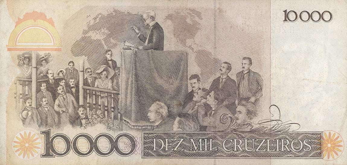 Back of Brazil p203a: 10000 Cruzeiros from 1984