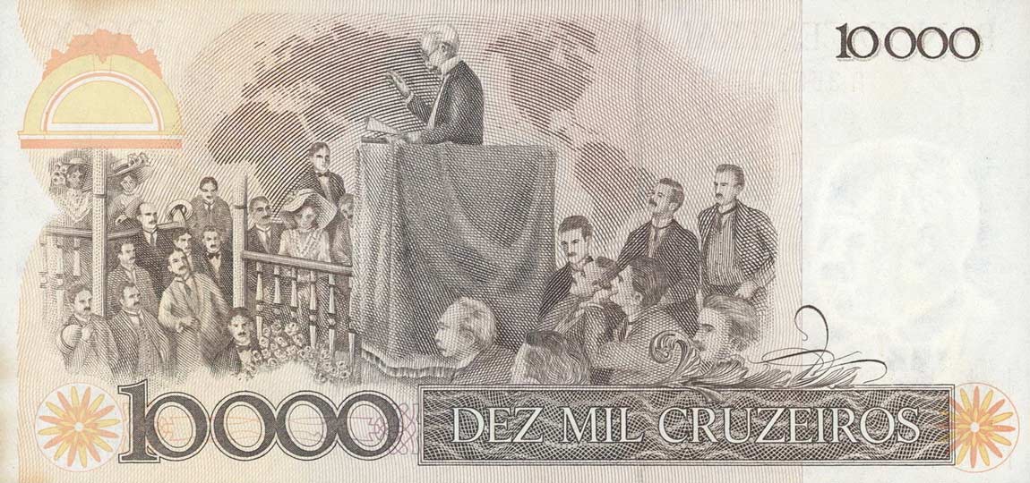 Back of Brazil p203b: 10000 Cruzeiros from 1985