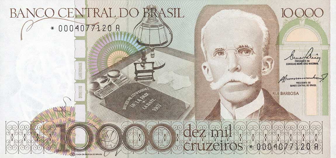 Front of Brazil p203r: 10000 Cruzeiros from 1984