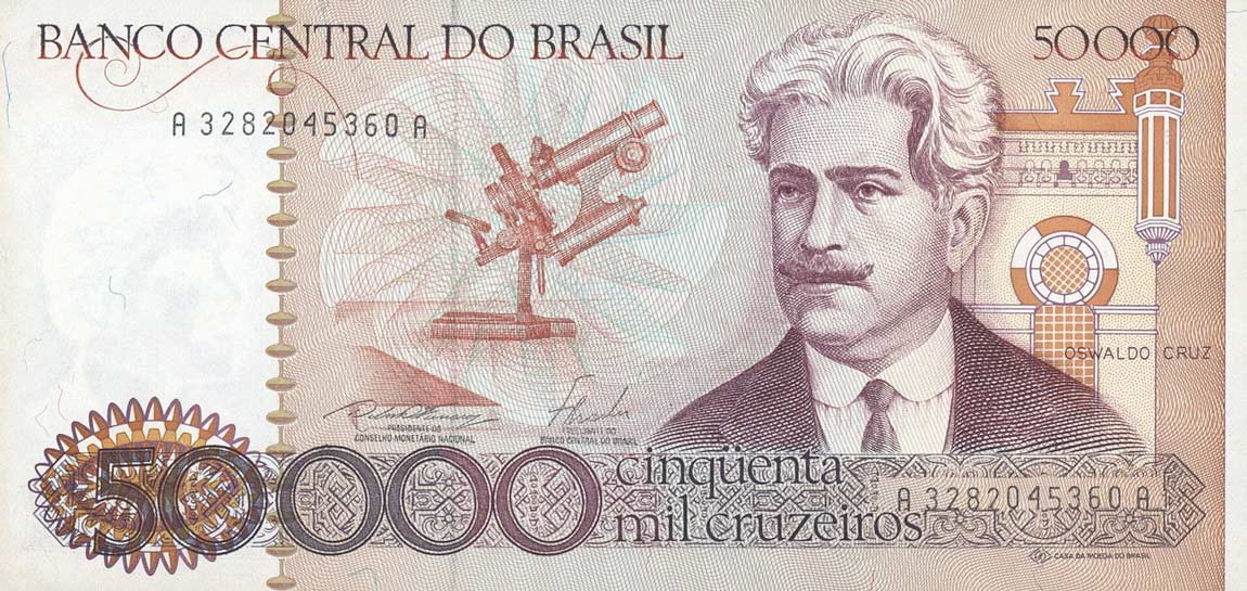 Front of Brazil p204d: 50000 Cruzeiros from 1986