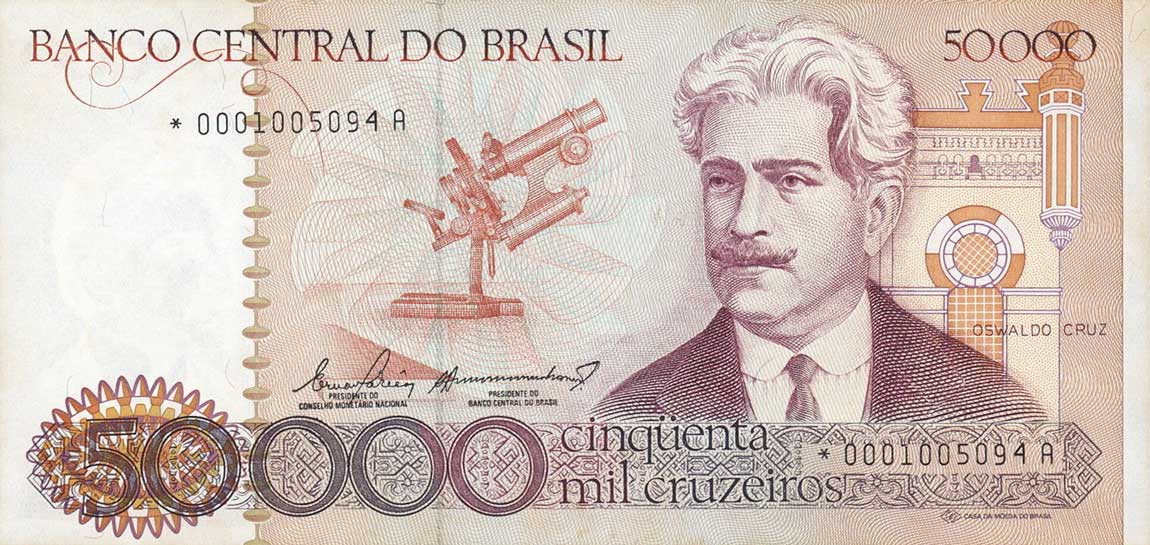 Front of Brazil p204r: 50000 Cruzeiros from 1984