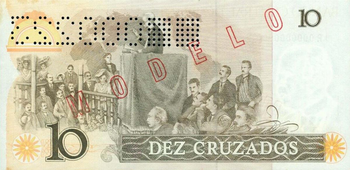 Back of Brazil p209s: 10 Cruzados from 1986