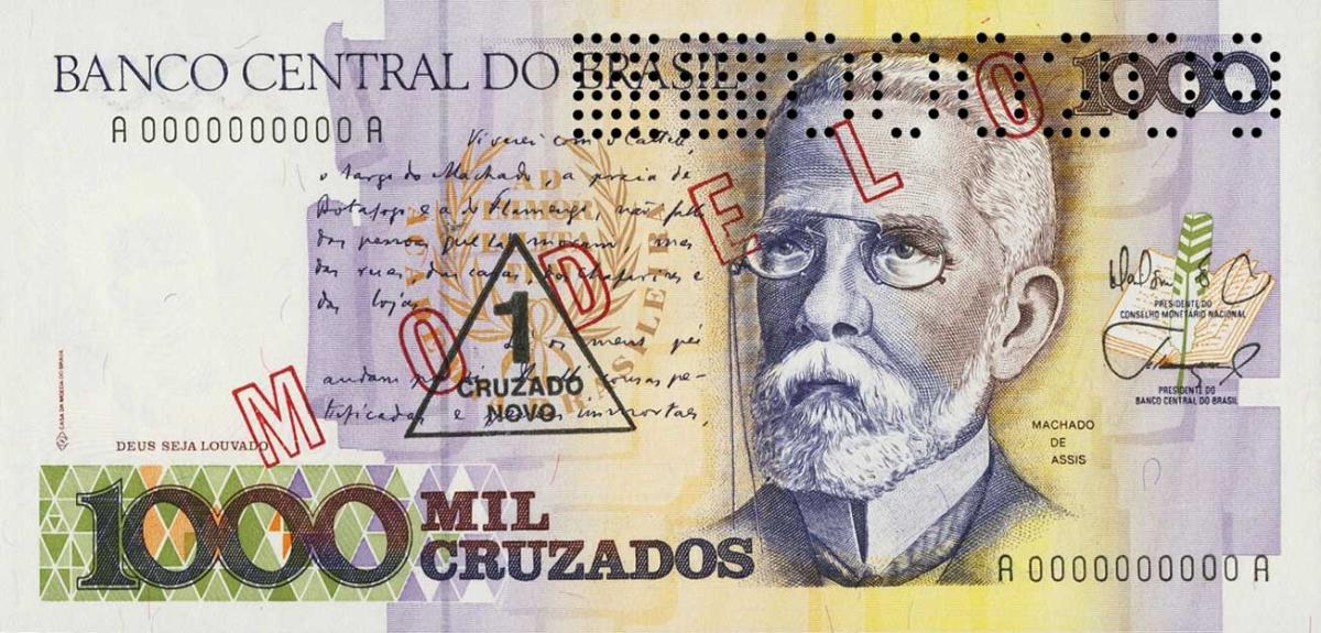 Front of Brazil p216s: 1 Cruzado Novo from 1989