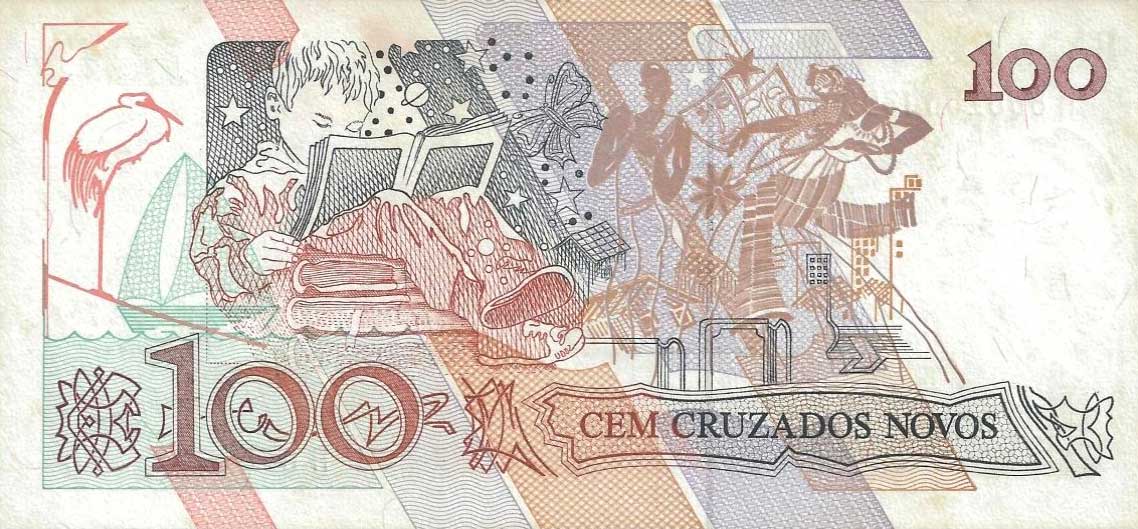 Back of Brazil p224a: 100 Cruzeiros from 1990