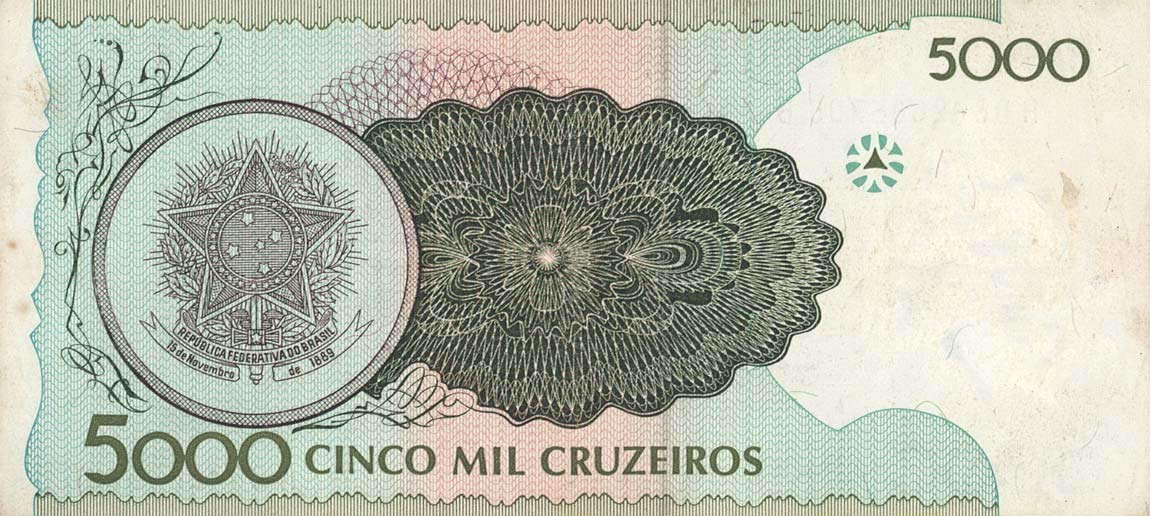 Back of Brazil p227a: 5000 Cruzeiros from 1990