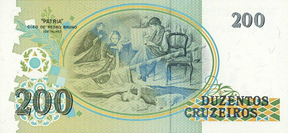 Back of Brazil p229r: 200 Cruzeiros from 1990